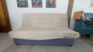 Sofá Cama Beige y Azul con canapé