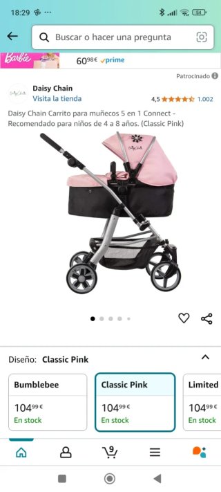 Carrito Muñecas Daisy Chain Classic Pink
