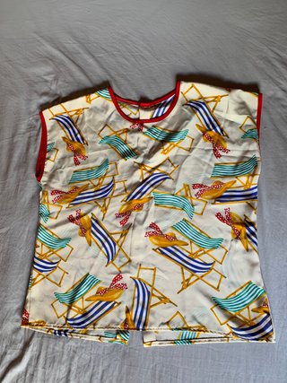 Blusa Verano Estampado Playa Talla M Como Nueva