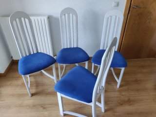 4 Sillas Comedor Madera Tapizado Azul