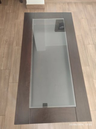 Mesa de centro madera wengue elevable con cristal