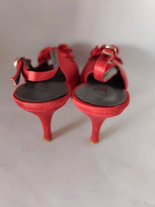 Zapatos de tacón N°39 de Alex Silva de Raso rojo.