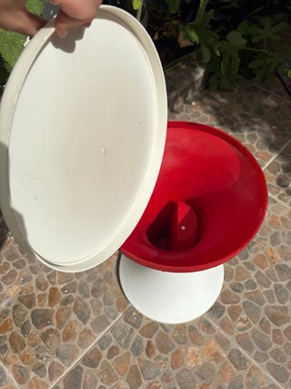 Taburete Masonet Mid Century Rojo/Blanco
