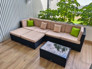Sofá modular terraza exterior ratán