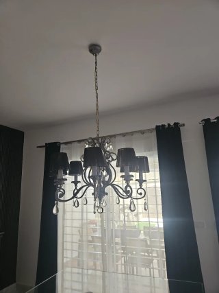 Lámpara de techo 8 brazos plata y negro