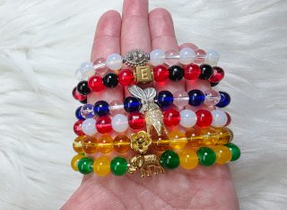 Pulsera yoruba Elástica de Cristal y Acero Inox
