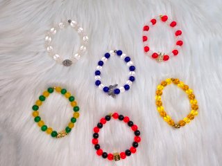 Pulsera yoruba Elástica de Cristal y Acero Inox