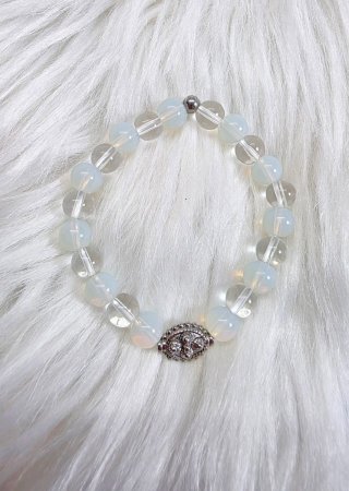 Pulsera yoruba Elástica de Cristal y Acero Inox
