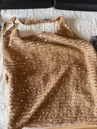 Top lentejuelas beige y dorado