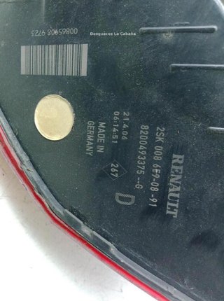 Piloto trasero derecho renault scenic 1.9 23386969