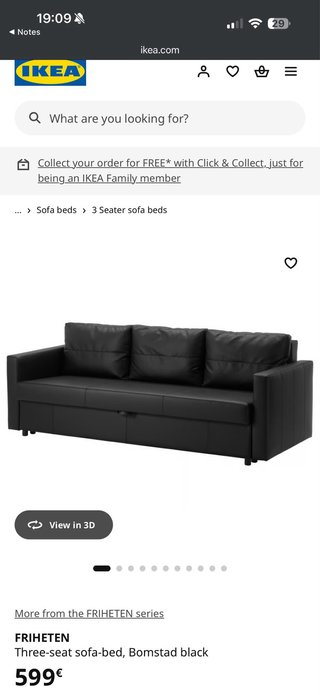 Sofá Cama Ikea Negro