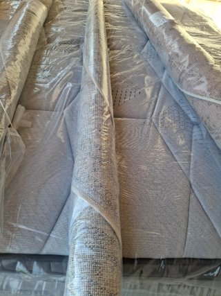 Alfombra redonda beige y gris