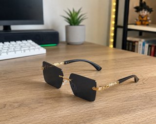 Gafas de sol premium estilo lujo sin montura dorad