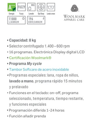 Lavadora Teka carga frontal de 8 kg