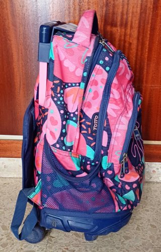 Mochila Totto con ruedas azul y rosa