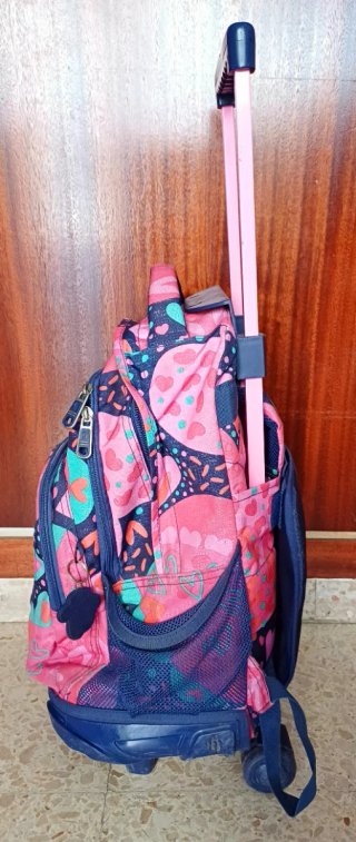 Mochila Totto con ruedas azul y rosa