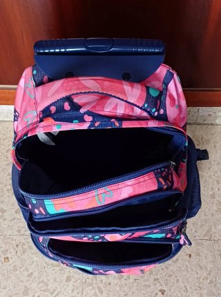 Mochila Totto con ruedas azul y rosa