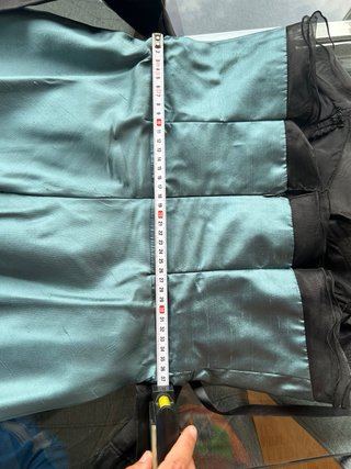 Vestido largo mujer de seda y tul azul y negro