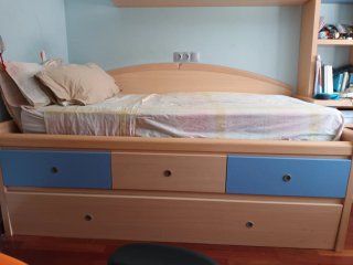 Cama nido con cabecero y 3 cajones