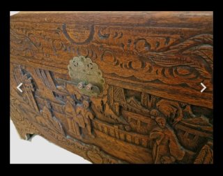 Arcón de madera teak oriental tallado