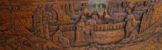 Arcón de madera teak oriental tallado