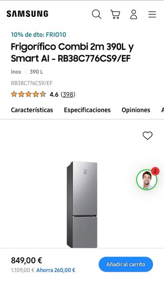 Frigorífico Samsung RB38T776CS9