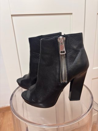 Botines Ash Tacón Cremallera Peep Toe Piel