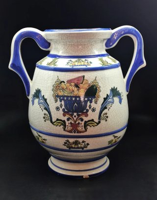 Precioso jarrón grande antiguo cerámica craquelada