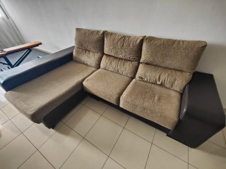 Sofá Chaise Longue Beige y Marrón