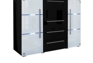 Mueble moderno negro y blanco con luces