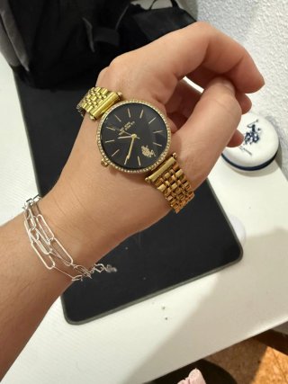 Reloj U.S. Polo Assn. Mujer Dorado Negro