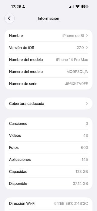 iPhone 14 Pro Max Negro 128GB