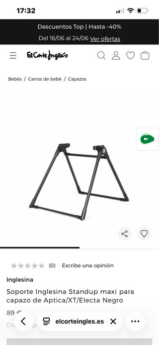 Supporto Inglesina Standup Maxi per Capazo di Aptika/XT/Electa Nero