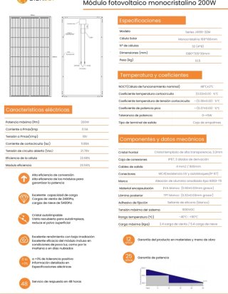 2 Panel Solar 200W 12V