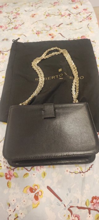 Bolso Piel Negro Roberto Verino Cadena Dorada