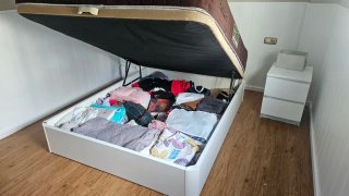Cama doble con canapé de almacenaje