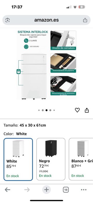 Cajonera Oficina 3 Cajones Blanca