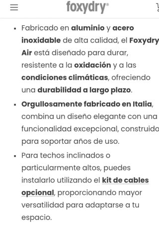 Tendedero Foxy dry con aire y luz.Precio real 550€