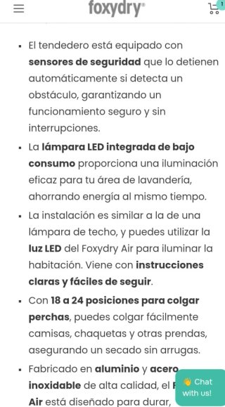 Tendedero Foxy dry con aire y luz.Precio real 550€