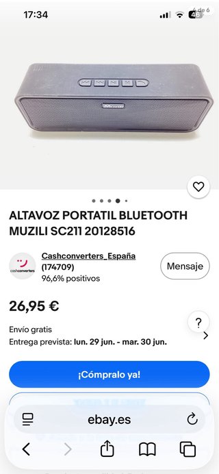 Altavoz bluetooth inlambrico bateria  marca muzzil