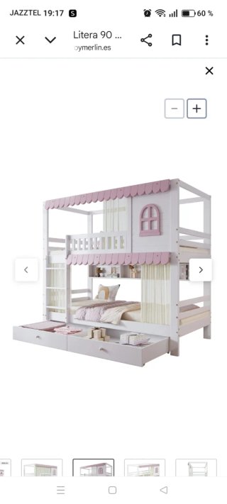 Litera Infantil 90x200cm Blanca y Rosa
