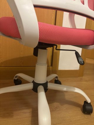 Silla de escritorio juvenil rosa y blanca