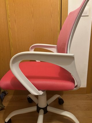 Silla de escritorio juvenil rosa y blanca