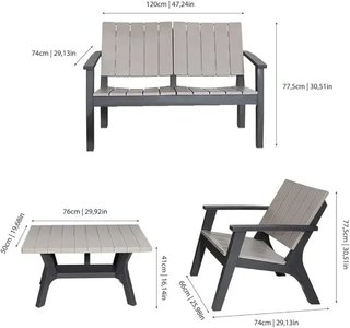 CHILLVERT Conjunto de Jardín Siros de Resina
