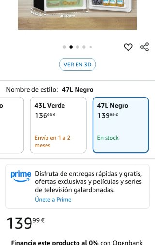 Frigorífico Comfee 47L Negro