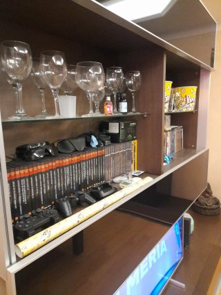 Vitrina Mueble Comedor Madera y Cristal