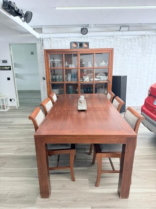 Conjunto 4 Sillas Teka Macizas tapizadas gris