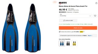 Aletas Buceo Mares Talla 44-45 Azul