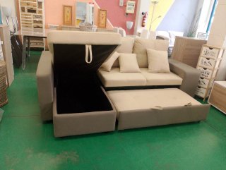 Sofá Cama Beige y Gris