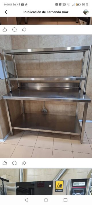 Mesa de trabajo acero inoxidable con solapa.